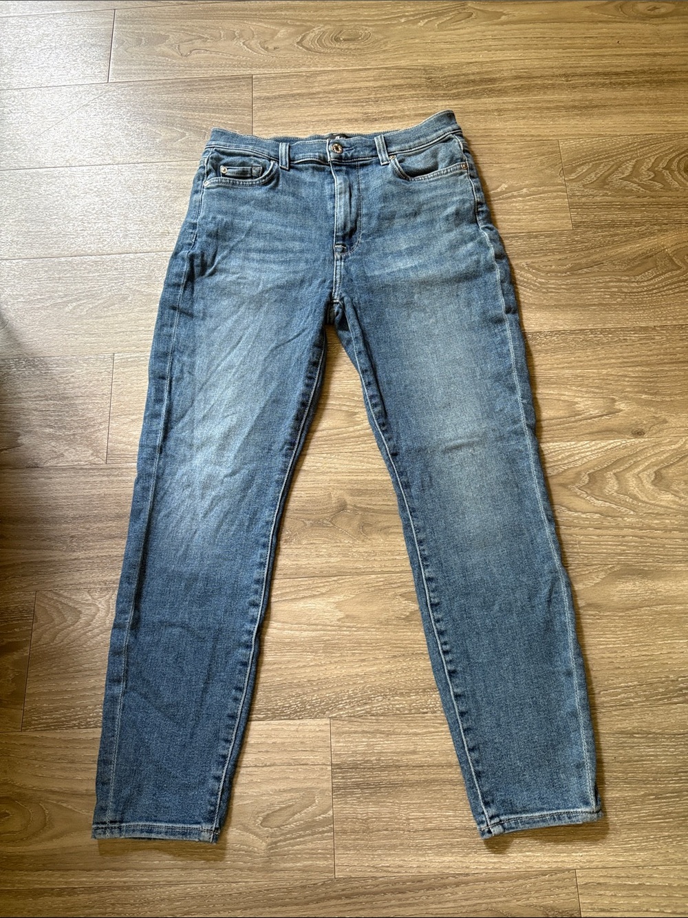 7 For All Mankind Women's Faded Blue Skinny Jeans
